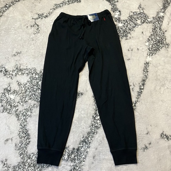 Polo Ralph Lauren Sleepwear Pants Mens Size Medium Black Cotton Jogger - Picture 1 of 11